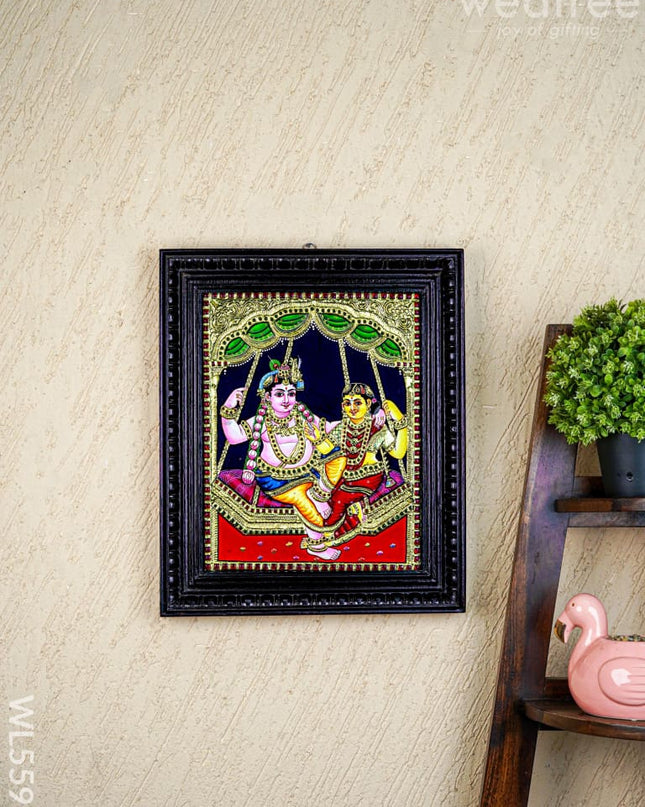 Tanjore Painting - Radha-Krishna - Flat (Gold Foil) - 15x12 inch - WL5591 - Tanjore Painting