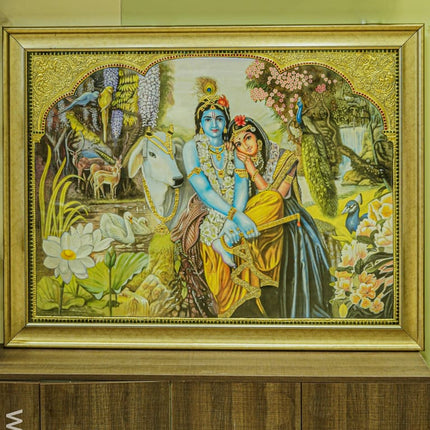Tanjore Painting Radha Krishna - 4X3Ft Wl3798