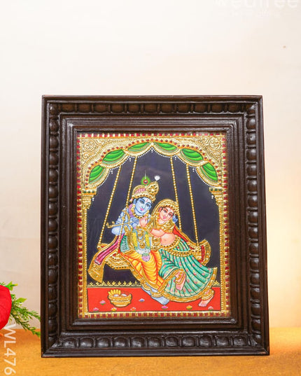Tanjore Painting - Radha Krishna Flat (Gold Foil) 12 X 10 Inch Wl4763