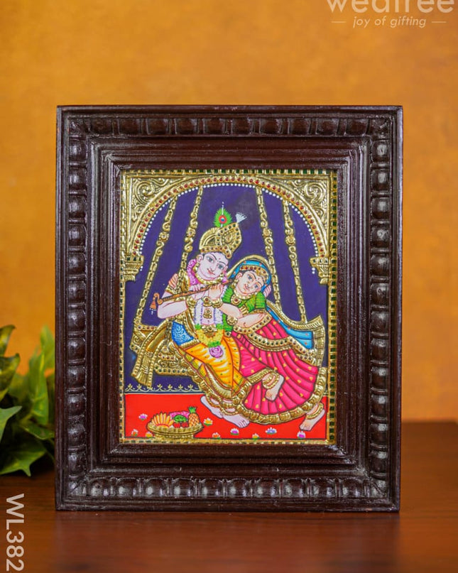 Tanjore Painting - Jhoola Radha Krishna Semi Embossed 10 X 8 Inch Wl3823