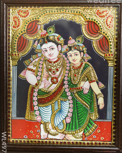 Tanjore Painting - Radhakrishna - Semi Embossed - 15*12 inch - WL4972 Tanjore Painting