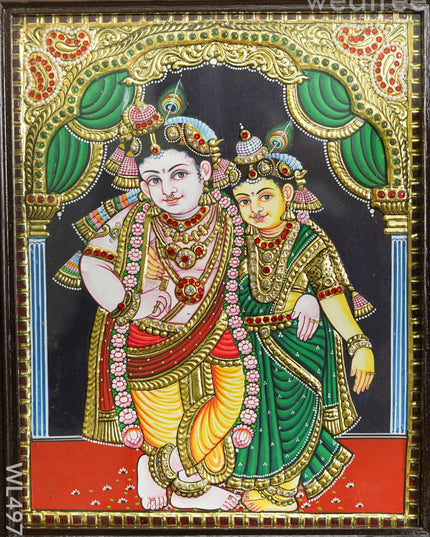 Tanjore Painting - Radhakrishna - Semi Embossed - 15*12 inch - WL4972 Tanjore Painting
