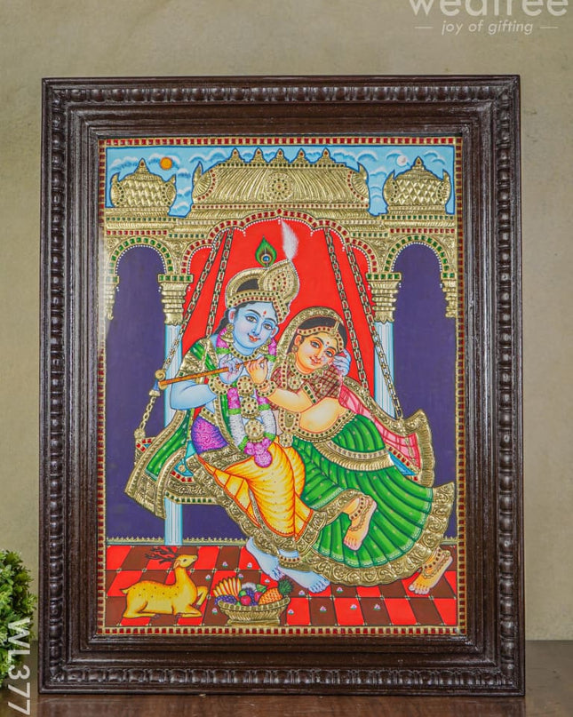 Tanjore Painting Jhoola Radha Krishna - 24X18 Inch Wl3777