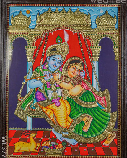 Tanjore Painting Jhoola Radha Krishna - 24X18 Inch Wl3777