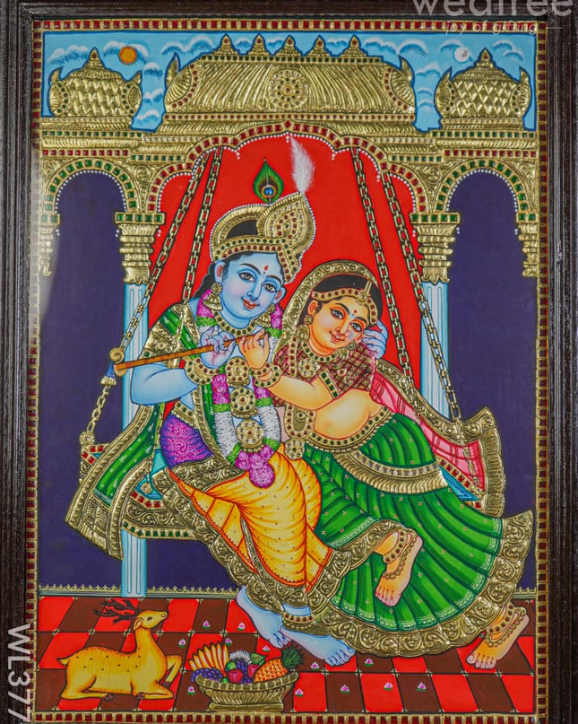 Tanjore Painting Jhoola Radha Krishna - 24X18 Inch Wl3777
