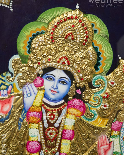 Tanjore Painting - Radha-Krishna - Semi Embossed - 24x30 inch - WL5025 Tanjore Painting