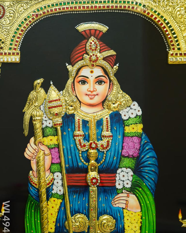 Tanjore Painting - Murugan - Semi Embossed - 3x2 Feet - WL4940 Tanjore Painting