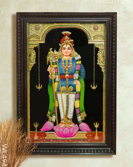 Tanjore Painting - Raja Alangara Palani Murugan - Semi Embossed - 3x2 Feet - WL4940 Tanjore Painting