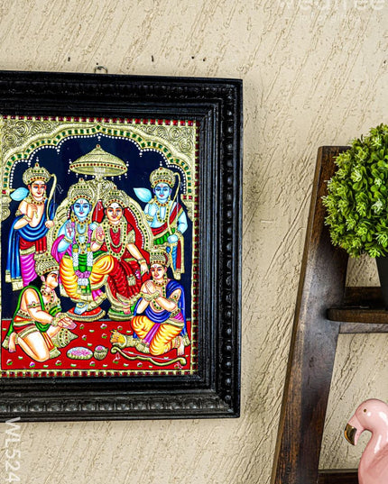 Tanjore Painting - Ram Darbar - Flat (Gold Foil) - 15x12 inch - WL5242 - Tanjore Painting