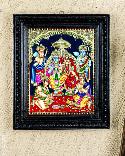 Tanjore Painting - Ram Darbar - Flat (Gold Foil) - 15x12 inch - WL5242 - Tanjore Painting