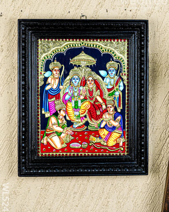 Tanjore Painting - Ram Darbar - Flat (Gold Foil) - 15x12 inch - WL5242 - Tanjore Painting