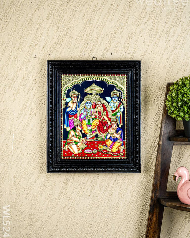 Tanjore Painting - Ram Darbar - Flat (Gold Foil) - 15x12 inch - WL5242 - Tanjore Painting