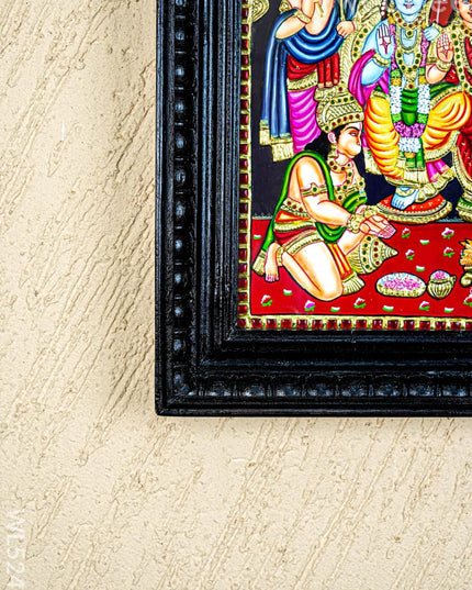 Tanjore Painting - Ram Darbar - Flat (Gold Foil) - 15x12 inch - WL5242 - Tanjore Painting