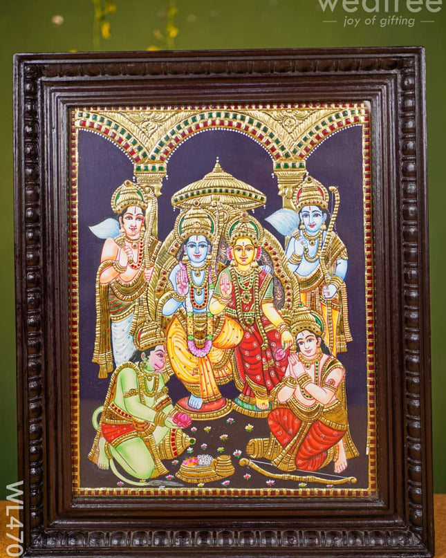 Tanjore Painting - Ram Darbar Flat (Gold Foil) 18 X 14 Inch Wl4709