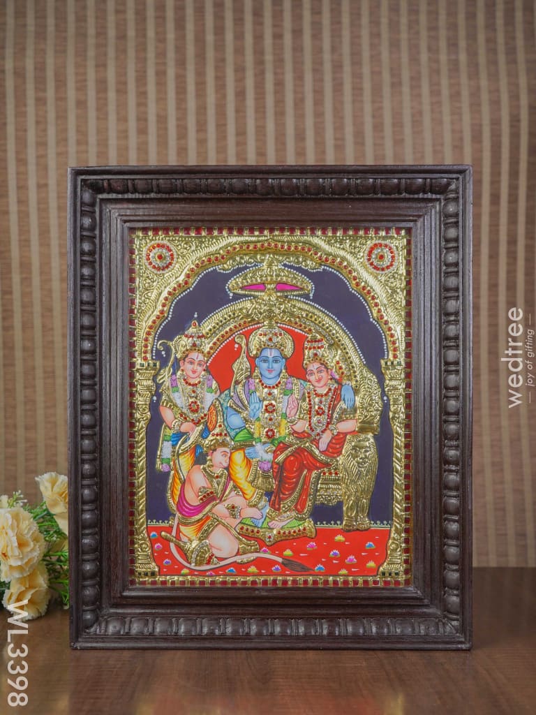 Tanjore Painting Embossed Ram Darbar - 15 X 12 Inch Wl3398