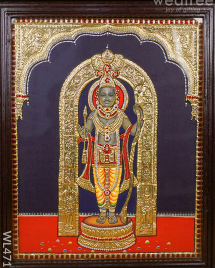 Tanjore Painting - Ayodhya Ram 20 X 16 Inch Semi Embossed Wl4713