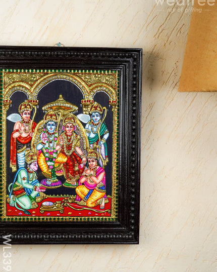 Tanjore Painting - Ramar Pattabhishekam - Semi Embossed - 15x12 inch - WL3398 - Tanjore Painting
