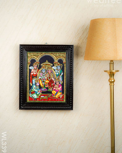Tanjore Painting - Ramar Pattabhishekam - Semi Embossed - 15x12 inch - WL3398 - Tanjore Painting