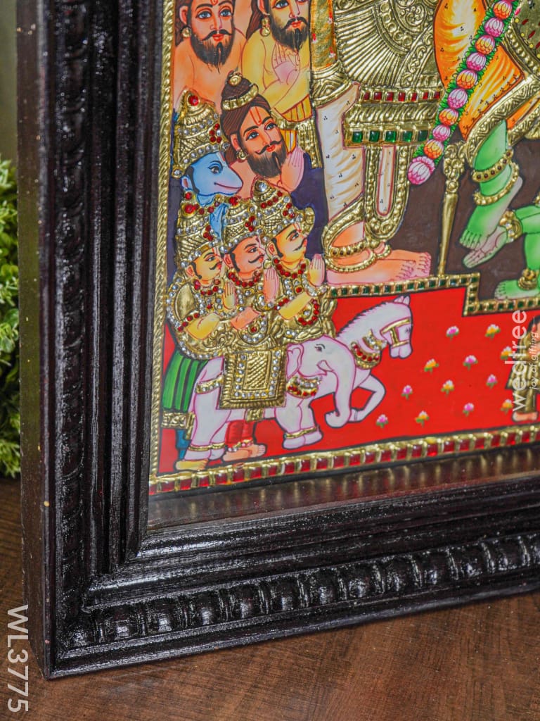 Tanjore Painting Semi Embossed - Ramar Pattabishekam 30X24 Inch Wl3775