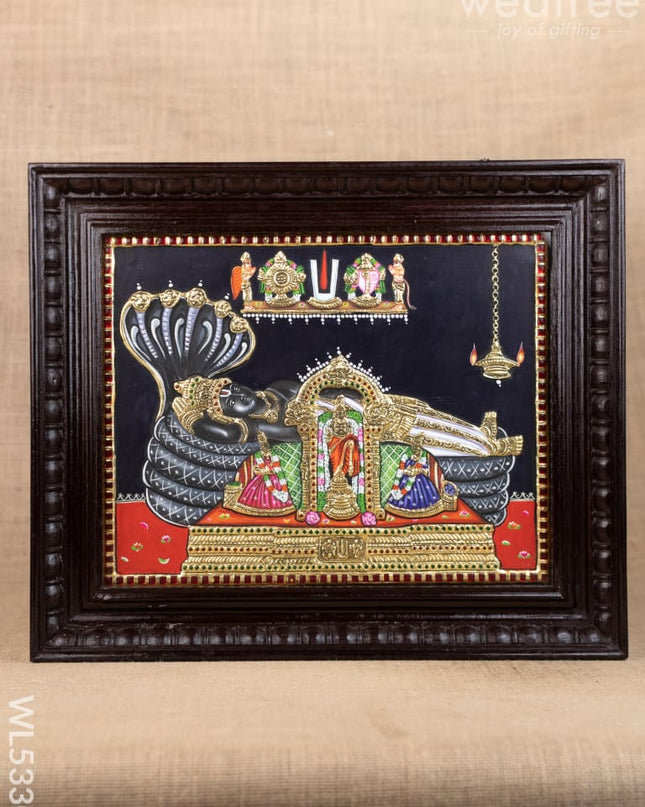 Tanjore Painting - Ranganathar - Flat (Gold Foil) - 15x12 inch - WL5330 - Tanjore Painting