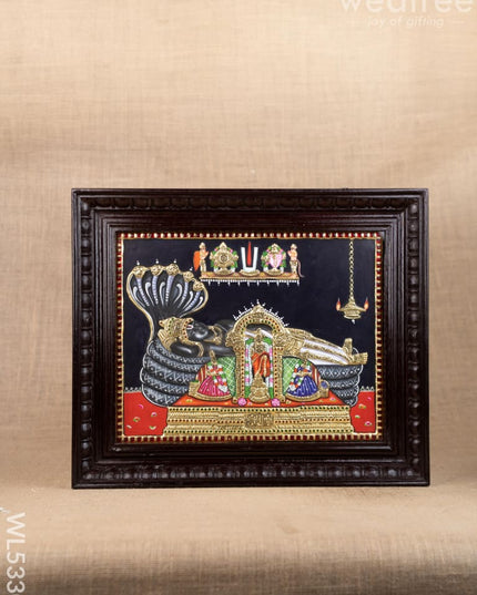 Tanjore Painting - Ranganathar - Flat (Gold Foil) - 15x12 inch - WL5330 - Tanjore Painting