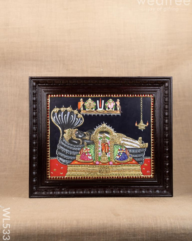 Tanjore Painting - Ranganathar - Flat (Gold Foil) - 15x12 inch - WL5330 - Tanjore Painting