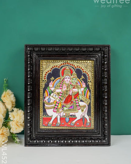 Tanjore Painting Rishaba Vaghana - Flat (Gold Foil) 10X8 Inch Wl4527