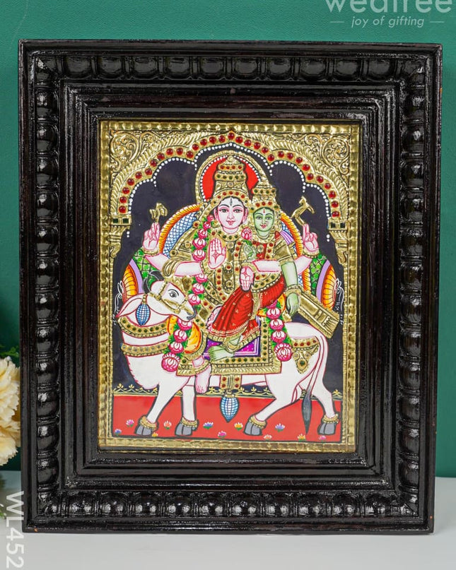 Tanjore Painting - Rishaba Vaghana Flat (Gold Foil) 10 X 8 Inch Wl4527