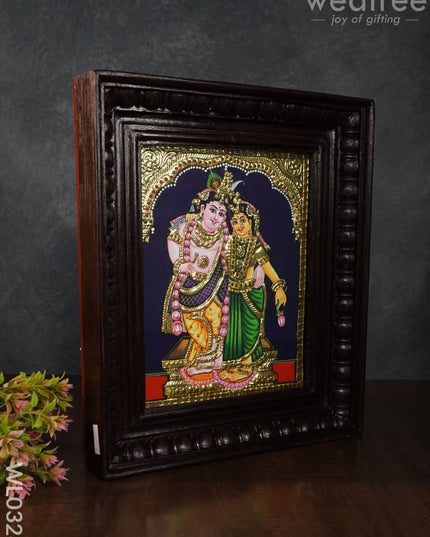 Tanjore Painting Rukmini Krishna - Flat (Gold Foil) 8X6 Inch Wl0328 Painting
