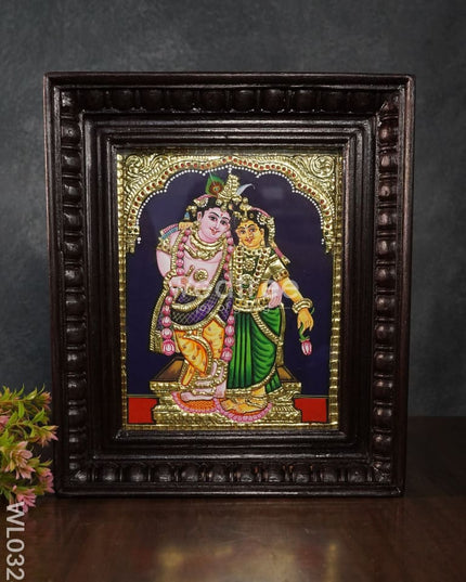 Tanjore Painting Rukmini Krishna - Flat (Gold Foil) 8X6 Inch Wl0328 Painting