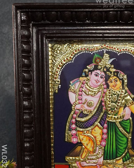 Tanjore Painting Rukmini Krishna - Flat (Gold Foil) 8X6 Inch Wl0328 Painting