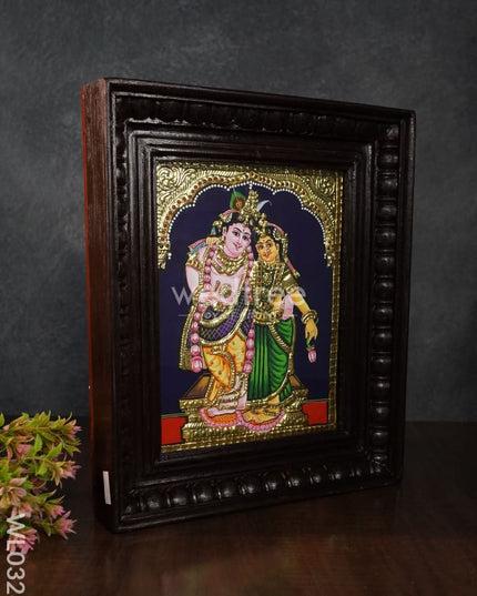 Tanjore Painting Rukmini Krishna - Flat (Gold Foil) 8X6 Inch Wl0328 Painting
