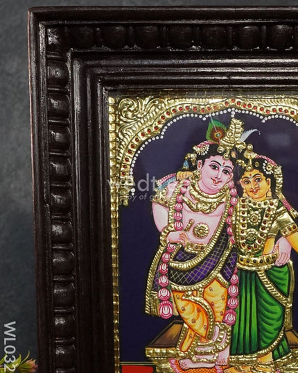 Tanjore Painting Rukmini Krishna - Flat (Gold Foil) 8X6 Inch Wl0328 Painting
