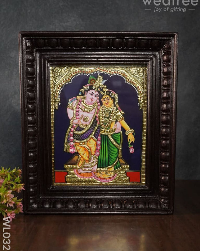 Tanjore Painting Rukmini Krishna - Flat (Gold Foil) 8X6 Inch Wl0328 Painting