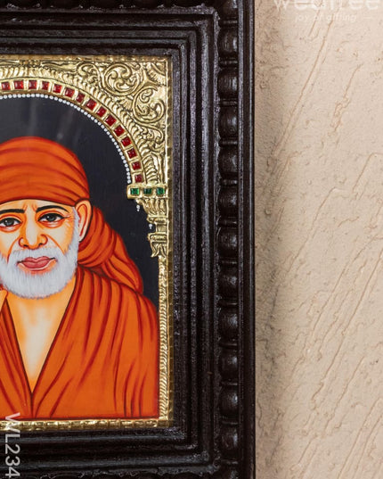 Tanjore Painting - Sai Baba - Flat (Gold Foil) - 10x8 inch - WL2341 - Tanjore Painting