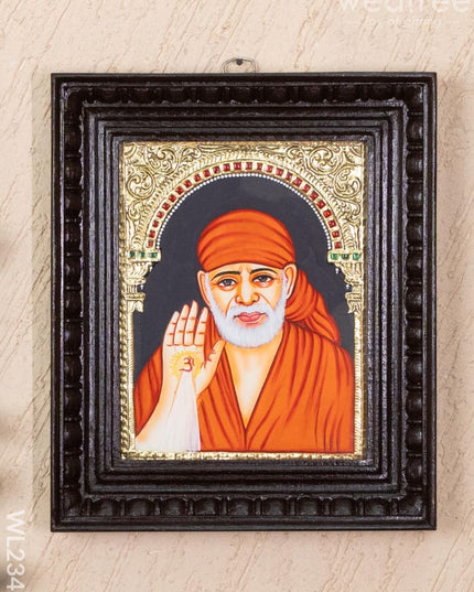 Tanjore Painting - Sai Baba - Flat (Gold Foil) - 10x8 inch - WL2341 - Tanjore Painting