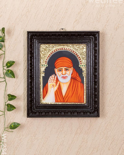 Tanjore Painting - Sai Baba - Flat (Gold Foil) - 10x8 inch - WL2341 - Tanjore Painting