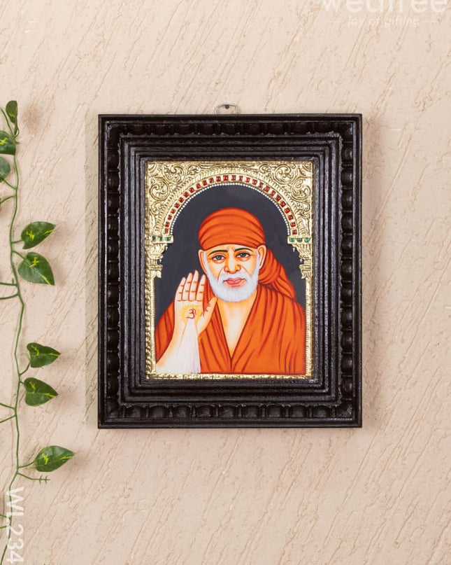 Tanjore Painting - Sai Baba - Flat (Gold Foil) - 10x8 inch - WL2341 - Tanjore Painting