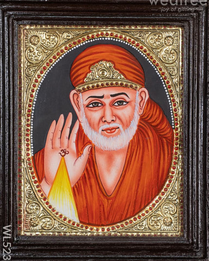 Tanjore Painting - Sai Baba - Flat (Gold Foil) - 10x8 inch - WL5232 - Tanjore Painting