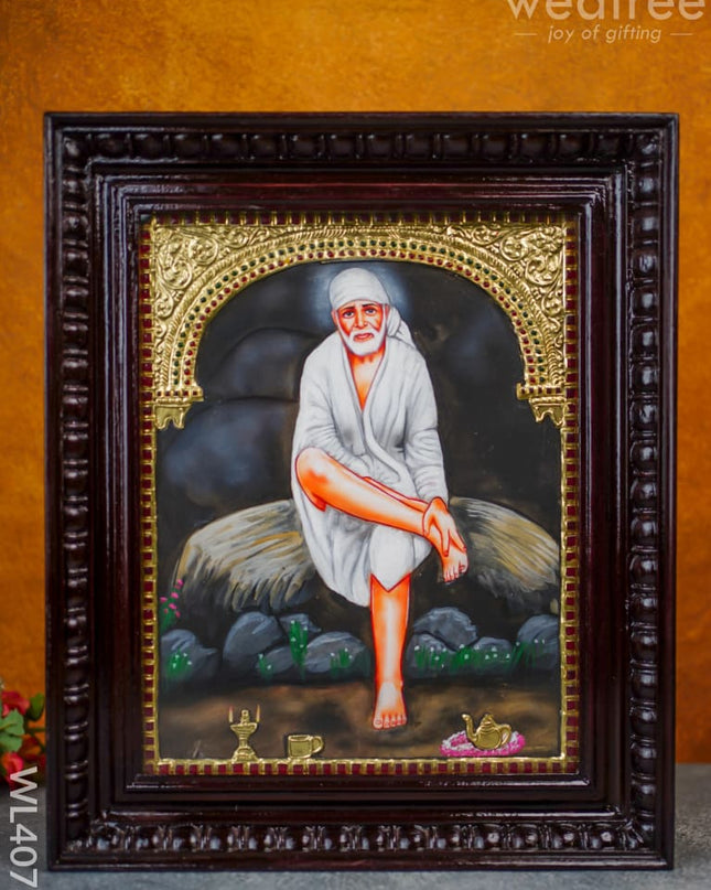 Tanjore Painting - Sai Baba 15 X 12 Inch Flat [Gold Foil] Wl4073