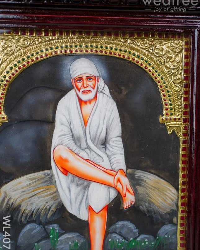 Tanjore Painting - Sai Baba 15 X 12 Inch Flat [Gold Foil] Wl4073