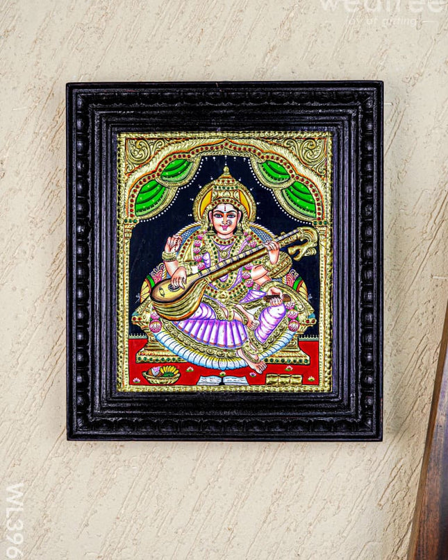 Tanjore Painting - Saraswathi - Flat (Gold Foil) - 12x10 inch - WL3965 - Tanjore Painting