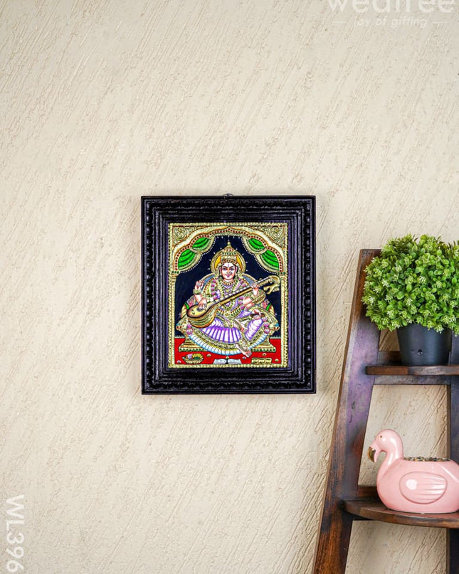 Tanjore Painting - Saraswathi - Flat (Gold Foil) - 12x10 inch - WL3965 - Tanjore Painting