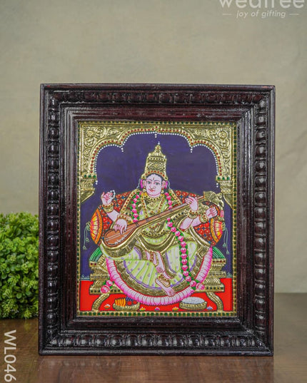 Tanjore Painting Saraswathi - Flat (Gold Foil) 15X12 Inch Wl0461