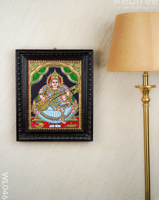 Tanjore Painting - Saraswathi - Flat (Gold Foil) - 15x12 inch - WL0461 - Tanjore Painting
