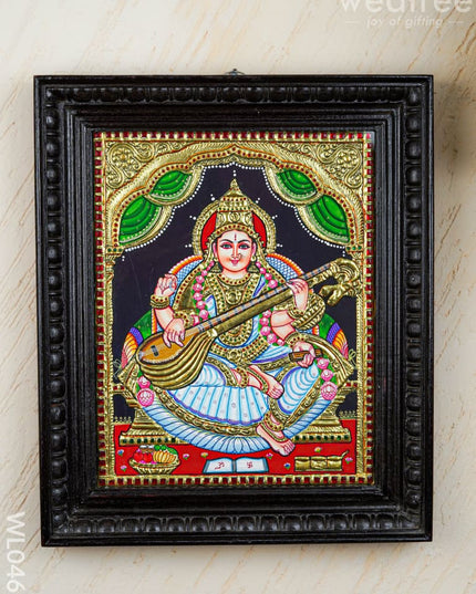 Tanjore Painting - Saraswathi - Flat (Gold Foil) - 15x12 inch - WL0461 - Tanjore Painting