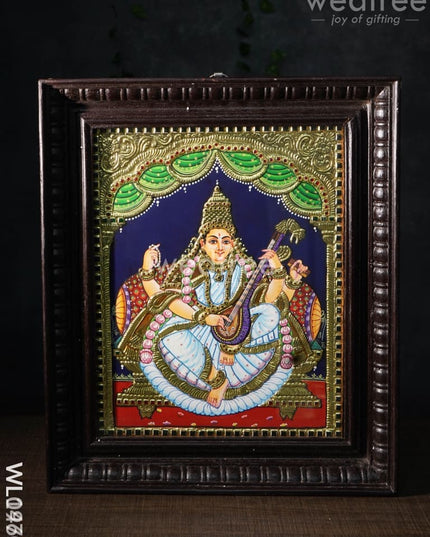 Tanjore Painting - Saraswathi - Flat (Gold Foil) - 15x12 inch - WL0461 Tanjore Painting