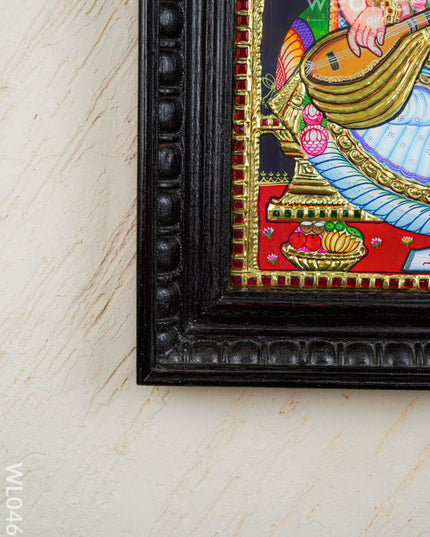 Tanjore Painting - Saraswathi - Flat (Gold Foil) - 15x12 inch - WL0461 - Tanjore Painting
