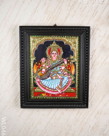 Tanjore Painting - Saraswathi - Flat (Gold Foil) - 15x12 inch - WL0461 - Tanjore Painting