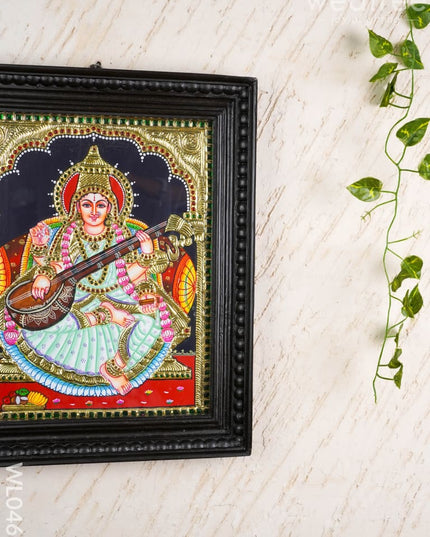 Tanjore Painting - Saraswathi - Flat (Gold Foil) - 15x12 inch - WL0461 - Tanjore Painting